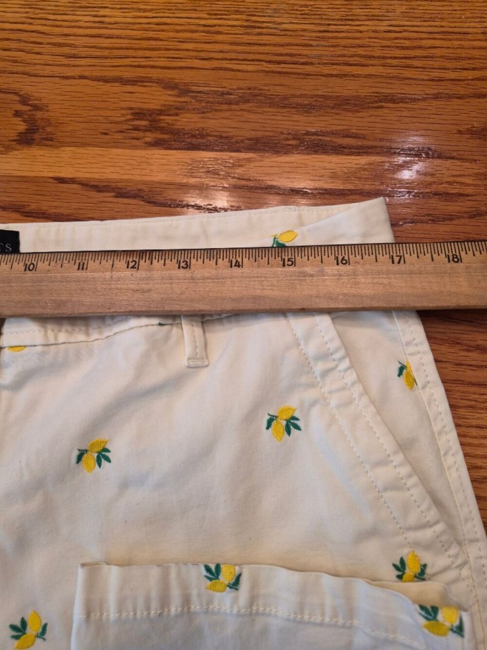 Talbots Womens Relaxed Chino Lemon-Print Pants Size 10 Cotton White/Yellow Lemon - Picture 5 of 8